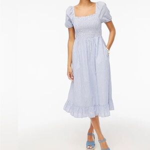 J Crew Blue Striped Midi Dress